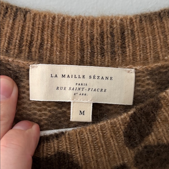 Sezane Fanie Leopard Print Sweater Dress - Size M - Picture 2 of 6